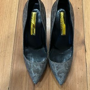 Rupert Sanderson  multi-colored Silver ELBA leopard degrade pumps SZ 7.5 EUC